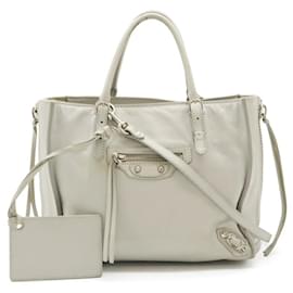 Balenciaga-Balenciaga Mini Paper Leather Handbag 2WAY-Grey