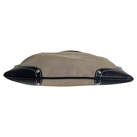 Prada-Prada Jacquard Canvas Leather Shoulder Bag-Beige