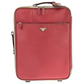 Prada-Prada Saffiano Leather Triangle Logo Travel Bag-Red