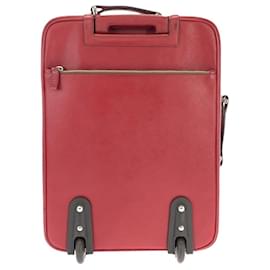 Prada-Prada Saffiano Leather Triangle Logo Travel Bag-Red