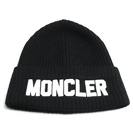 Moncler Wool Knit Cap Black Unisex Black