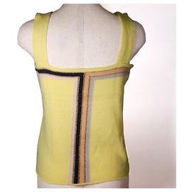 Chanel Ärmelloses Stricktop Kaschmir Rayon Polyester Gelb