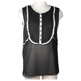 Top sin mangas de algodón negro Chanel Negro
