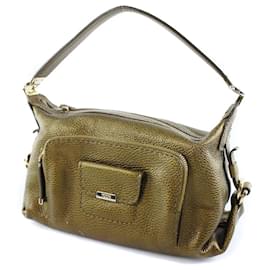 Tod's-Tod's Calf Leather Handbag Gold-Golden