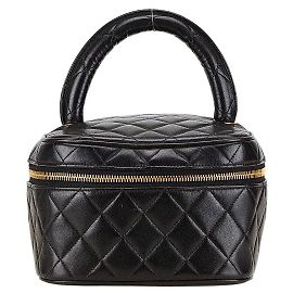 Chanel Matelasse Vanity Bag Black Lambskin Black