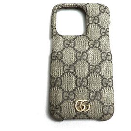 Coque iPhone 15 Pro Gucci Ophidia Marron Beige Marron