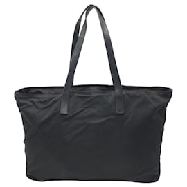 Prada-Prada Nylon Tessuto Triangle Logo Tote Bag-Black