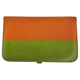 Hermès-Hermes Dogon GM Long Wallet Orange-Orange