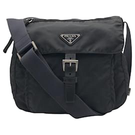 Prada-Prada Nylon Tessuto Logo Shoulder Bag-Black