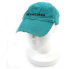 Balenciaga-Balenciaga Logo Embroidered Cotton Cap Green L-Green