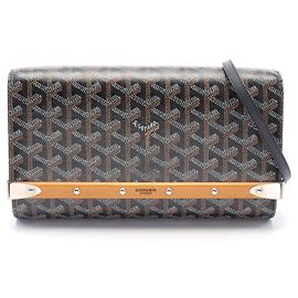 Goyard Monte Carlo PM Shoulder Bag PVC Canvas Leather Black