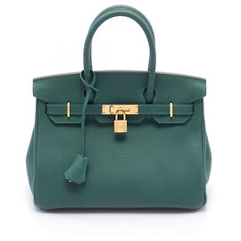 Hermès Hermes Birkin 30 Togo Handbag Green Green