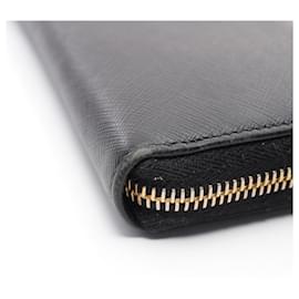 Prada-Prada Saffiano Metal Round Wallet 1ML506-Black