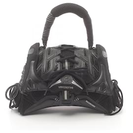 Balenciaga-Balenciaga Leather Fabric Top Handle Bag 661723-Black