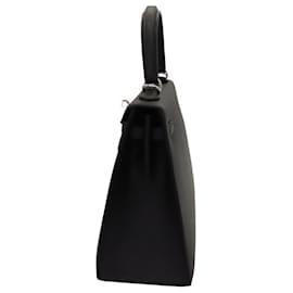 Hermès-Hermes Kelly 25 Black Silver Hardware-Black