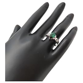 Autre Marque-Platinum Tourmaline Diamond Ring Pt900 Size 11-Other
