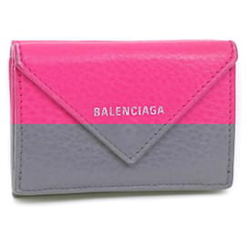 Balenciaga-Balenciaga Leather Paper Mini Wallet-Pink