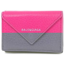Balenciaga-Balenciaga Leather Paper Mini Wallet-Pink