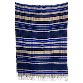 Hermès-Hermes Cashmere Scarf Blue Multicolor-Other