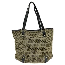 Fendi-Fendi Vintage Zucchino Canvas Leather Tote Bag-Brown