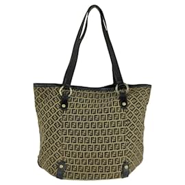Fendi-Fendi Vintage Zucchino Canvas Leather Tote Bag-Brown