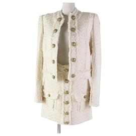 Balmain-Balmain Tweed Setup Jacket Ivory 38/40-Cream