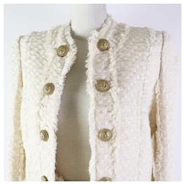 Balmain-Balmain Tweed Setup Jacket Ivory 38/40-Cream