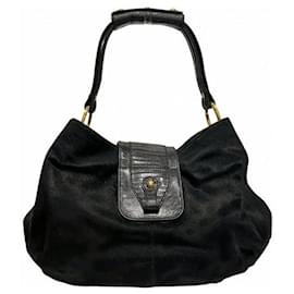 Tod's-Tod's Leather Haircalf Shoulder Bag-Black