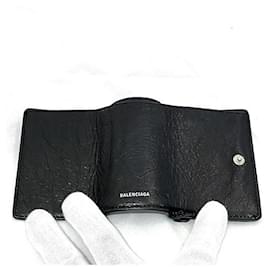 Balenciaga-Balenciaga Graffiti Leather Compact Wallet-Black