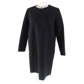 MCM YOKO CHAN Robe Noire avec Perles Factices Noir