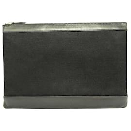 Balenciaga-Balenciaga Canvas Navy Clip L Clutch Bag-Black