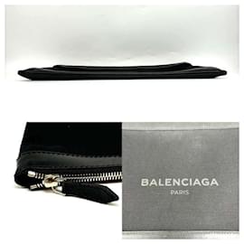 Balenciaga-Balenciaga Canvas Navy Clip L Clutch Bag-Black