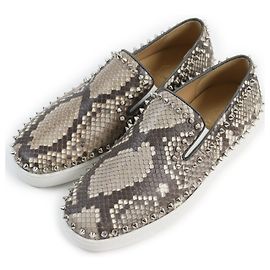 Python Slip-on Schuhe von Christian Louboutin Braun