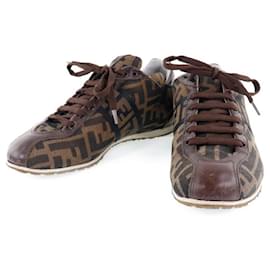 Fendi-Fendi Zucca Canvas Sneakers Women-Brown