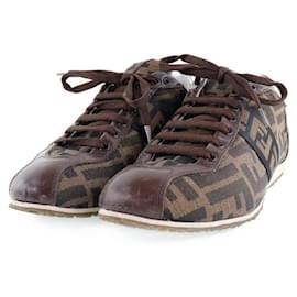 Fendi-Fendi Zucca Canvas Sneakers Women-Brown