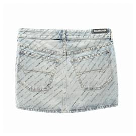 Balenciaga-Balenciaga Cotton Skirt Blue-Blue