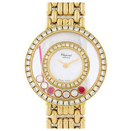 Relógio Chopard Happy Diamonds em ouro amarelo K18 com quartzo Branco