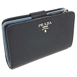 Prada Saffiano Leather Bifold Wallet 1ML225 Blue