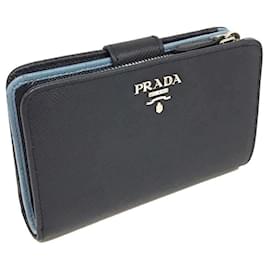 Prada-Prada Saffiano Leather Bifold Wallet 1ML225-Blue