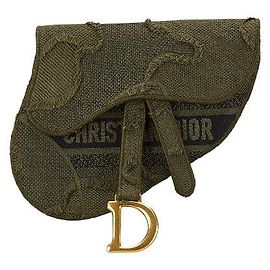 Borsa a spalla in tela Dior Saddle Verde