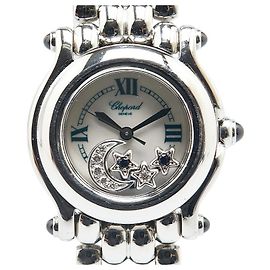 Chopard Happy Sport Moon & Star Watch Quartz Diamond Sapphire White