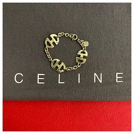 Céline Bracelete GP Logo Vintage Celine 65996 Dourado