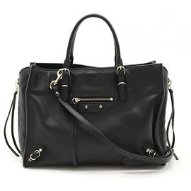 Balenciaga Leather Paper A6 2way Bag 370926 Black