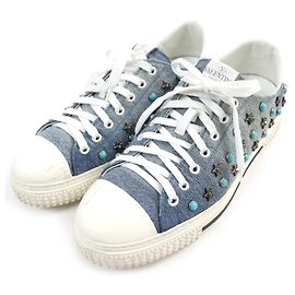 Valentino Denim Leather Sneakers Star Studs Other