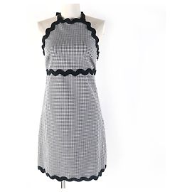 Vestido de cuello halter de cuadros Miu Miu Negro