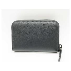 Prada-Prada Saffiano Leather Coin Case 2MM358-Black