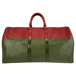 Louis Vuitton-Louis Vuitton Epi Keepall 55 Castilian Red Leather Bag-Red