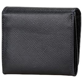 Prada-Prada Saffiano Logo Tri-fold Wallet Black-Black