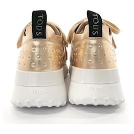 Tod's-Tod's Leather Sneakers Gold Women-Golden