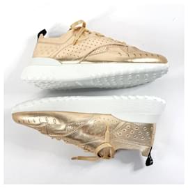 Tod's-Tod's Leather Sneakers Gold Women-Golden